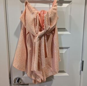 Peach Patterned Sleeveless Romper